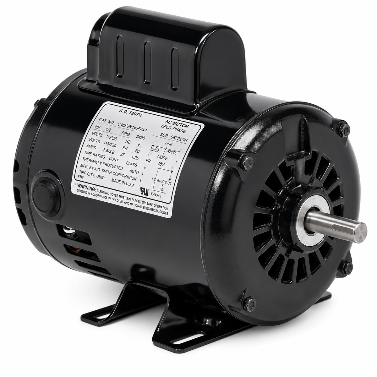 US Motors Air Compressor Motor  D3CPM1T - 3 HP - 208/230 V - 3450 RPM - Single phase