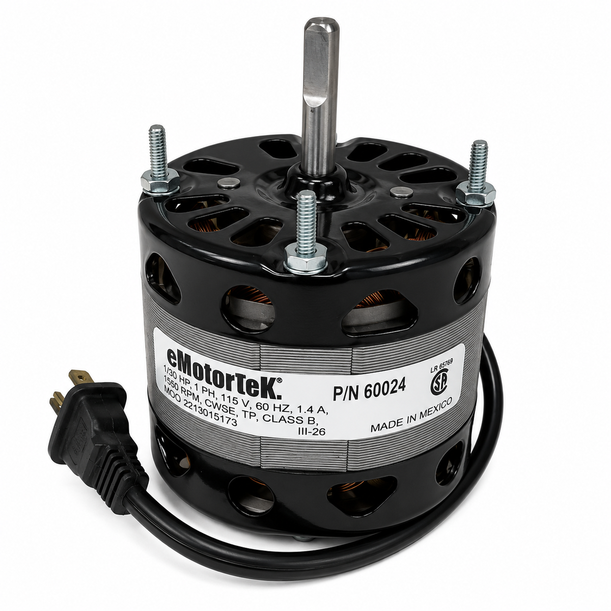 Emotortek OEM Replacement Motors (HVAC/R)  60024 - 1/30 HP - 115 V - 1550 RPM - Single phase