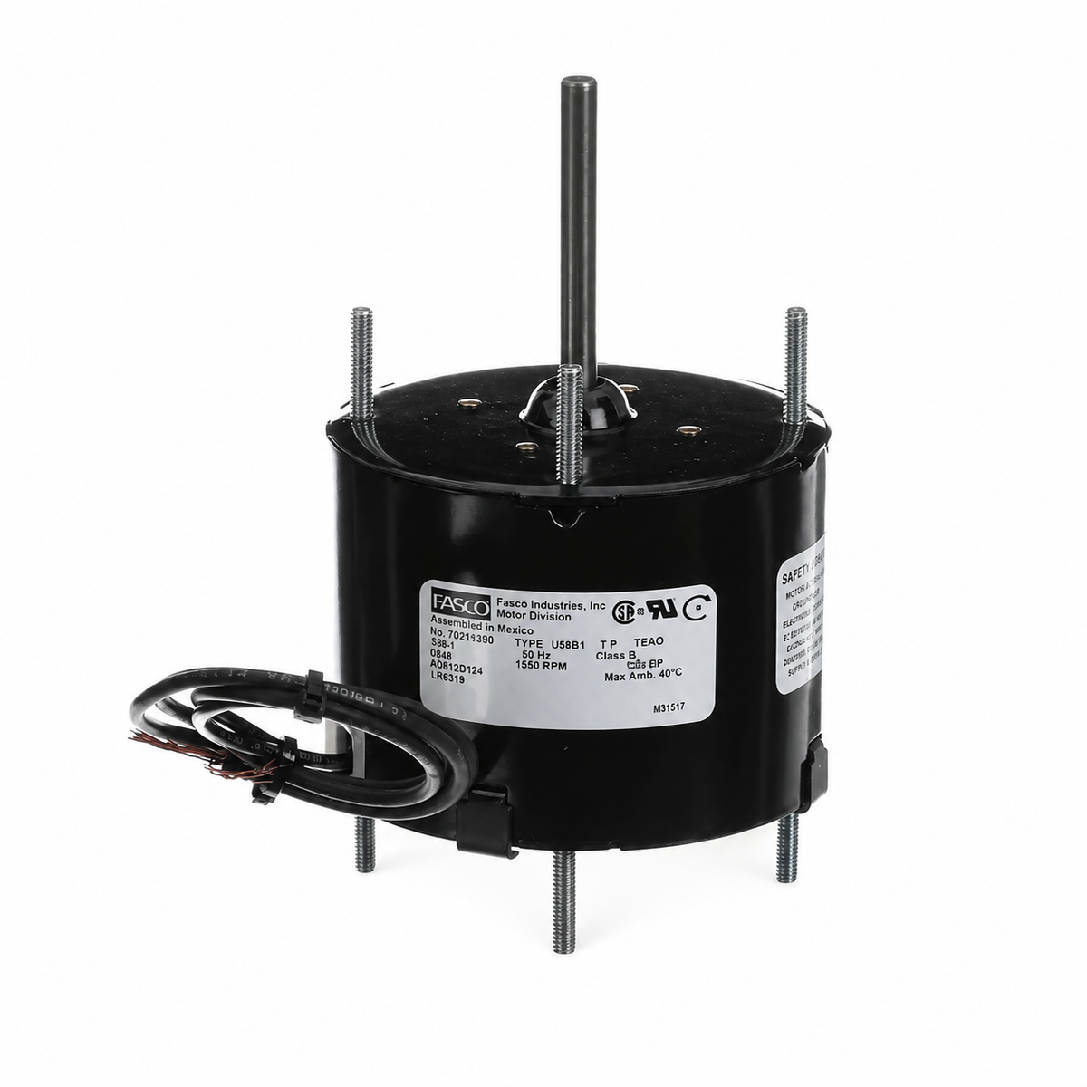 Fasco Fan & Blower Motors (HVAC/R) D124 - 1/50 HP - 115 V - 1500 RPM - Single phase